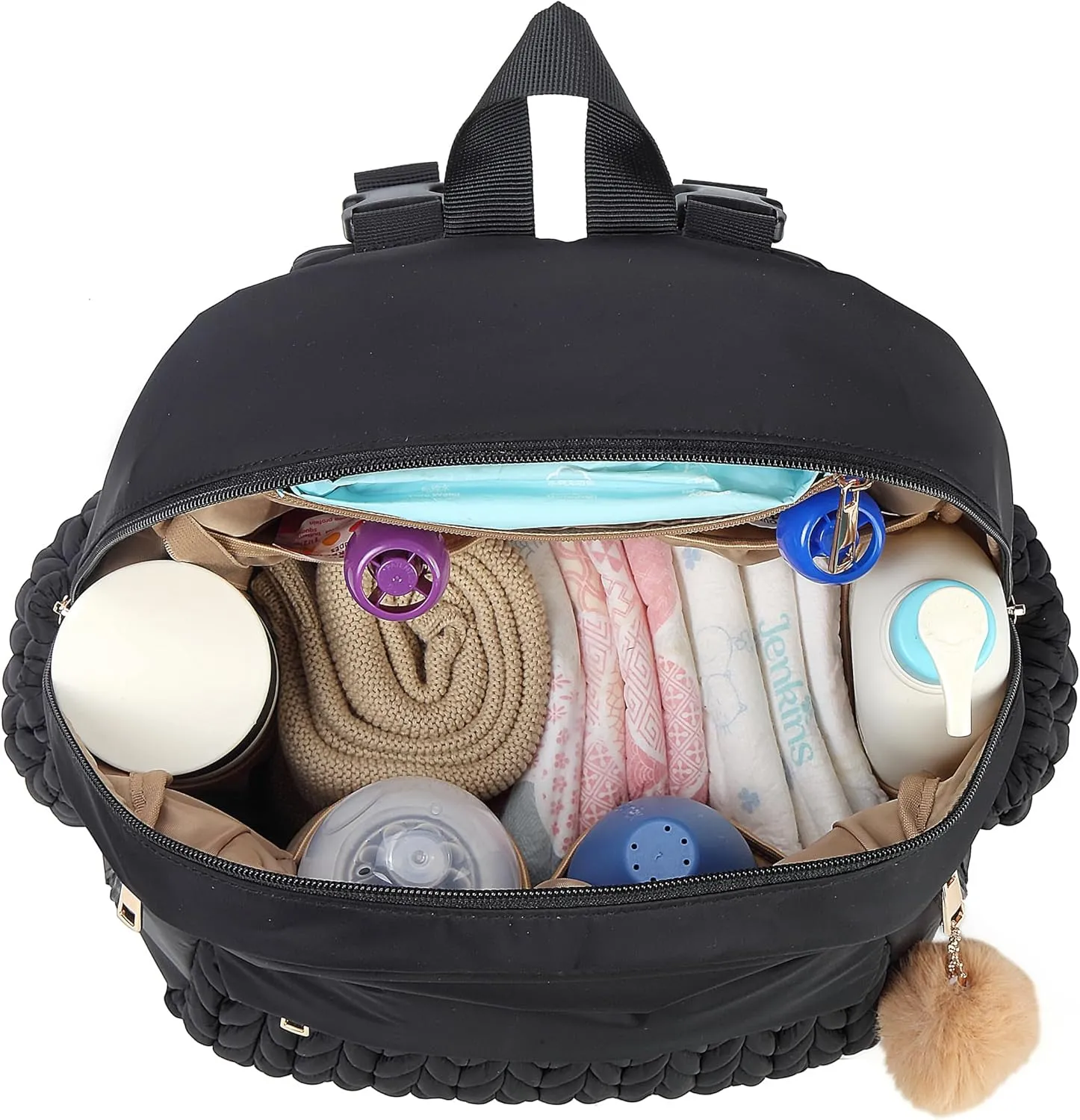 Diaper Bag,Newborn Baby Backpack,Waterproof and Stylish Travel Back Pack with Changing Pad for Women and Girls (Black)