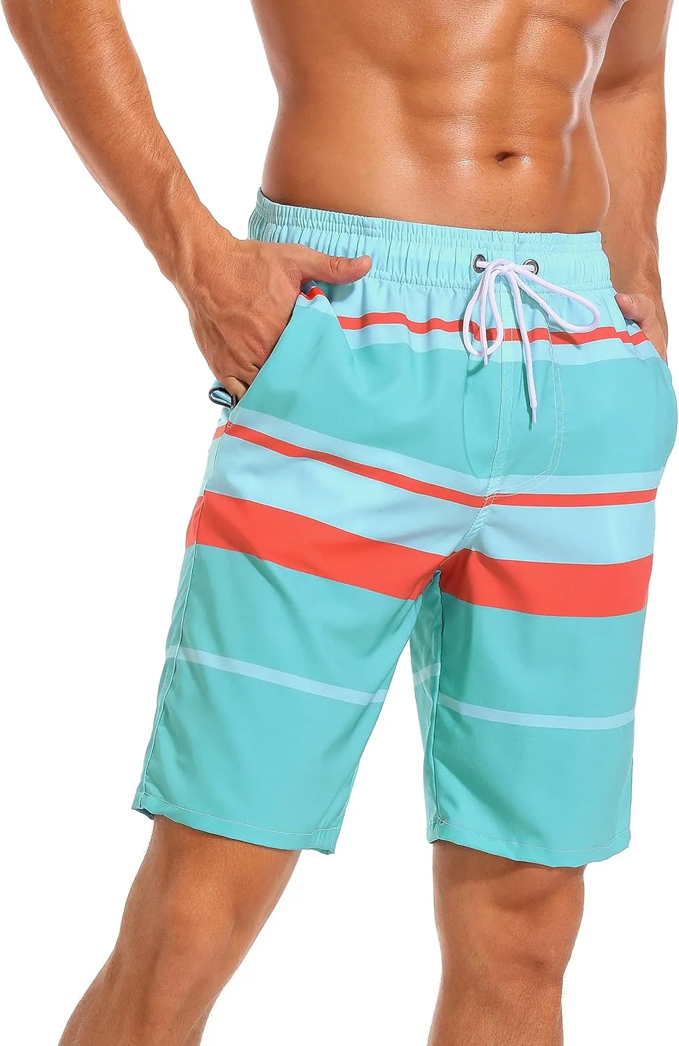 difficort Mens Swim Trunks with Compression Liner Quick Dry Bathing Suits Shorts with Zipper Pockets