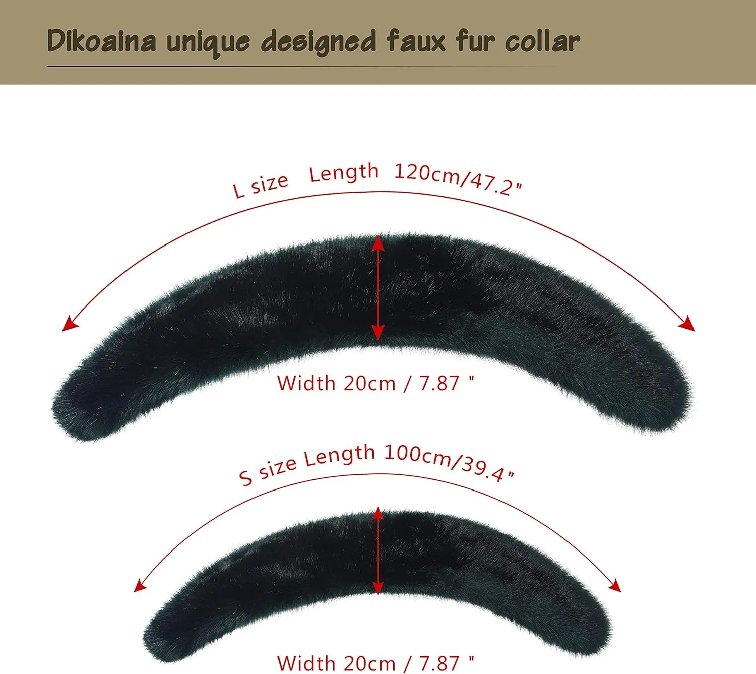 Dikoaina Extra Large Women's Faux Fur Collar for Winter Coat