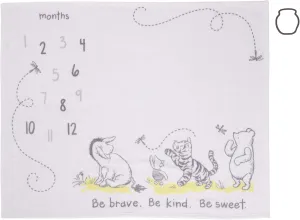 Disney Classic Winnie The Pooh, White, Grey & Lime Super Soft Milestone Baby Blanket, White, Grey, Lime, Charcoal