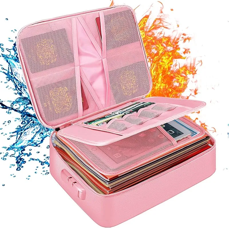 DocSafe 5200°F Document Organizer with Lock,Upgraded Heat Insulated Fireproof＆Waterproof Box 8 Layers File Organizer,Portable Home Travel Safe Storage for Important Documents, Files and More