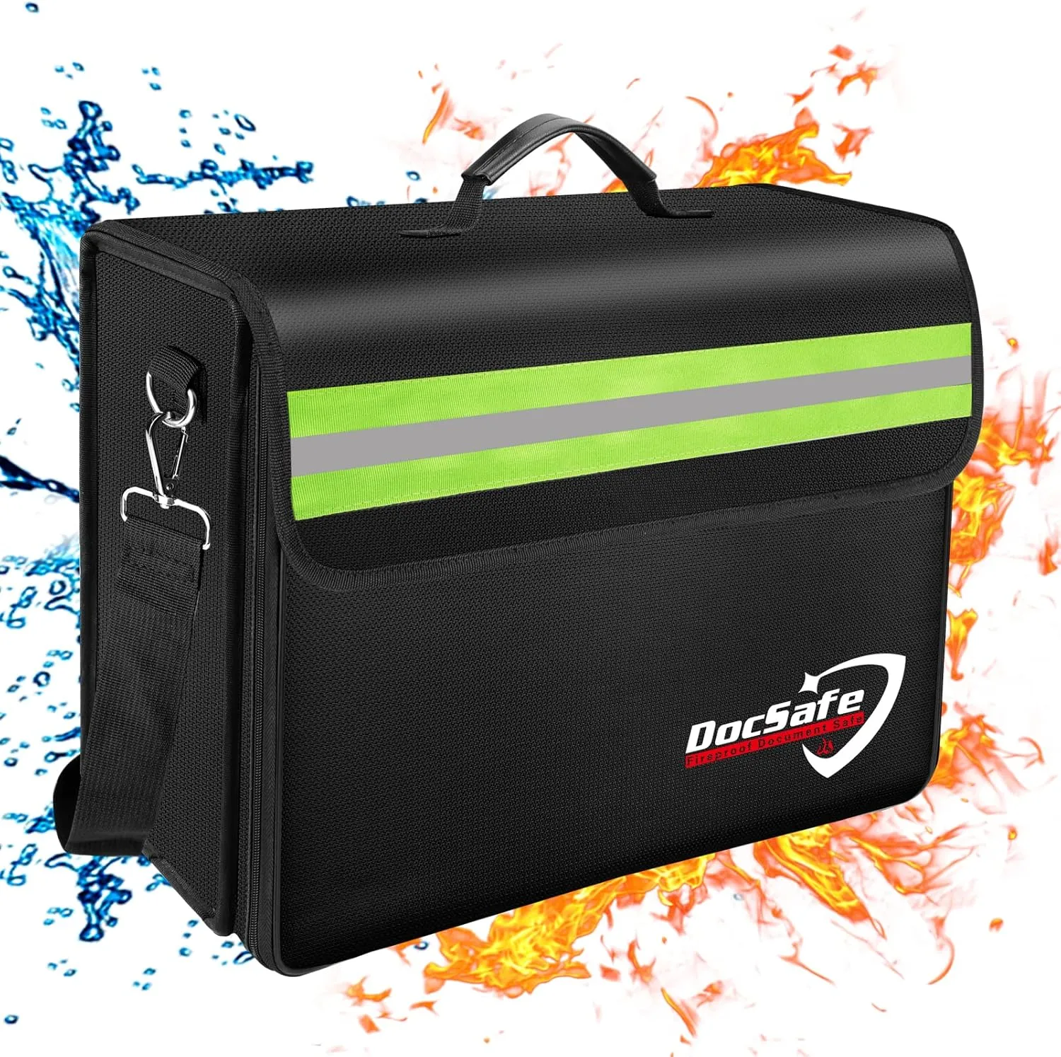 DocSafe 5200°F Large Fireproof＆Waterproof Document Bag with Multiple Pockets,(17”x12.5”x7.2”) File Storage Organizer Important Document Holder