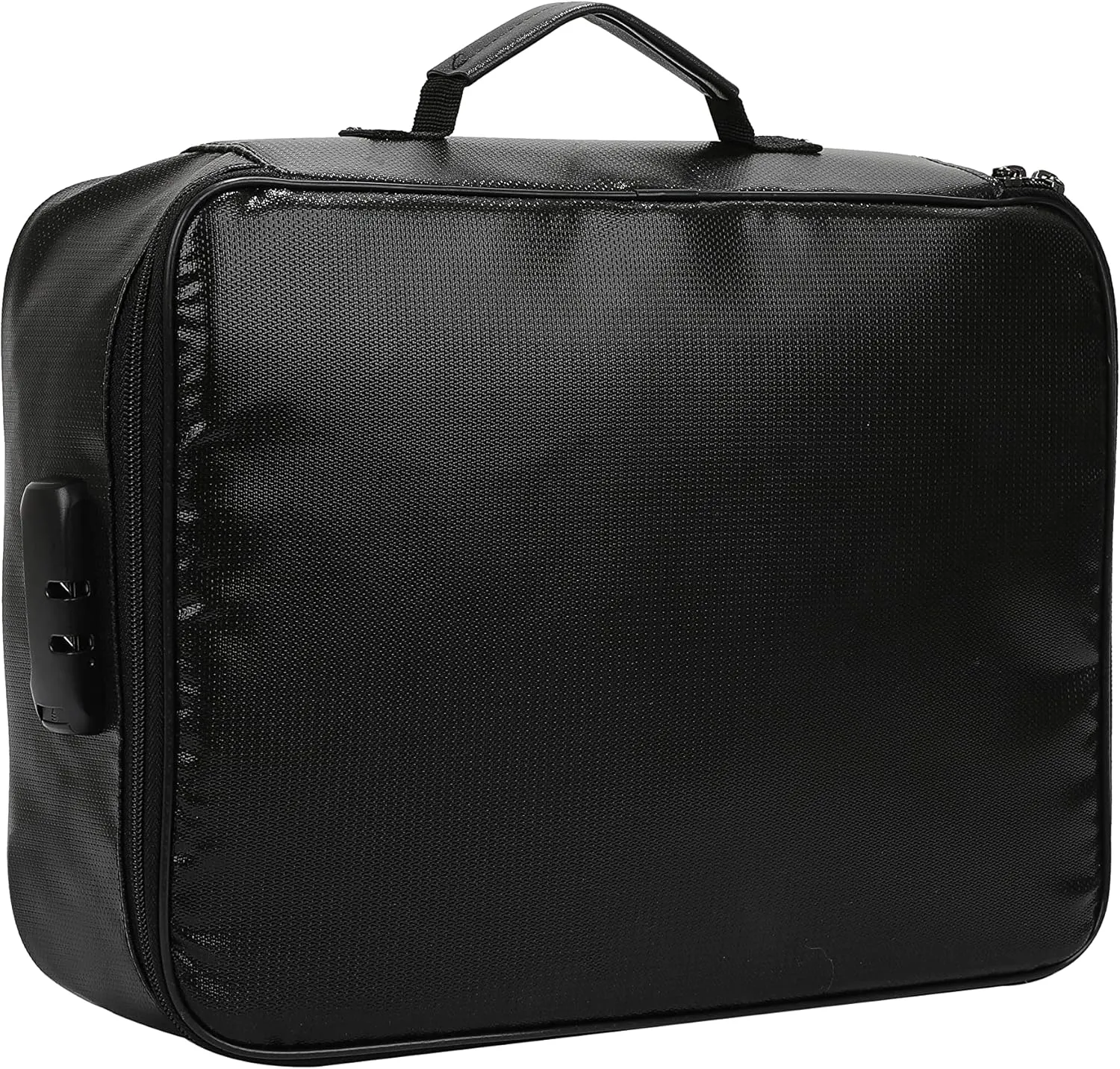 Document Bag with Lock - Fireproof 3-Layer File Storage Case - Water-Resistant Zipper - Portable Travel Home Organizer Bag for Laptop, Files, Certificates, Gifts for Him, Black