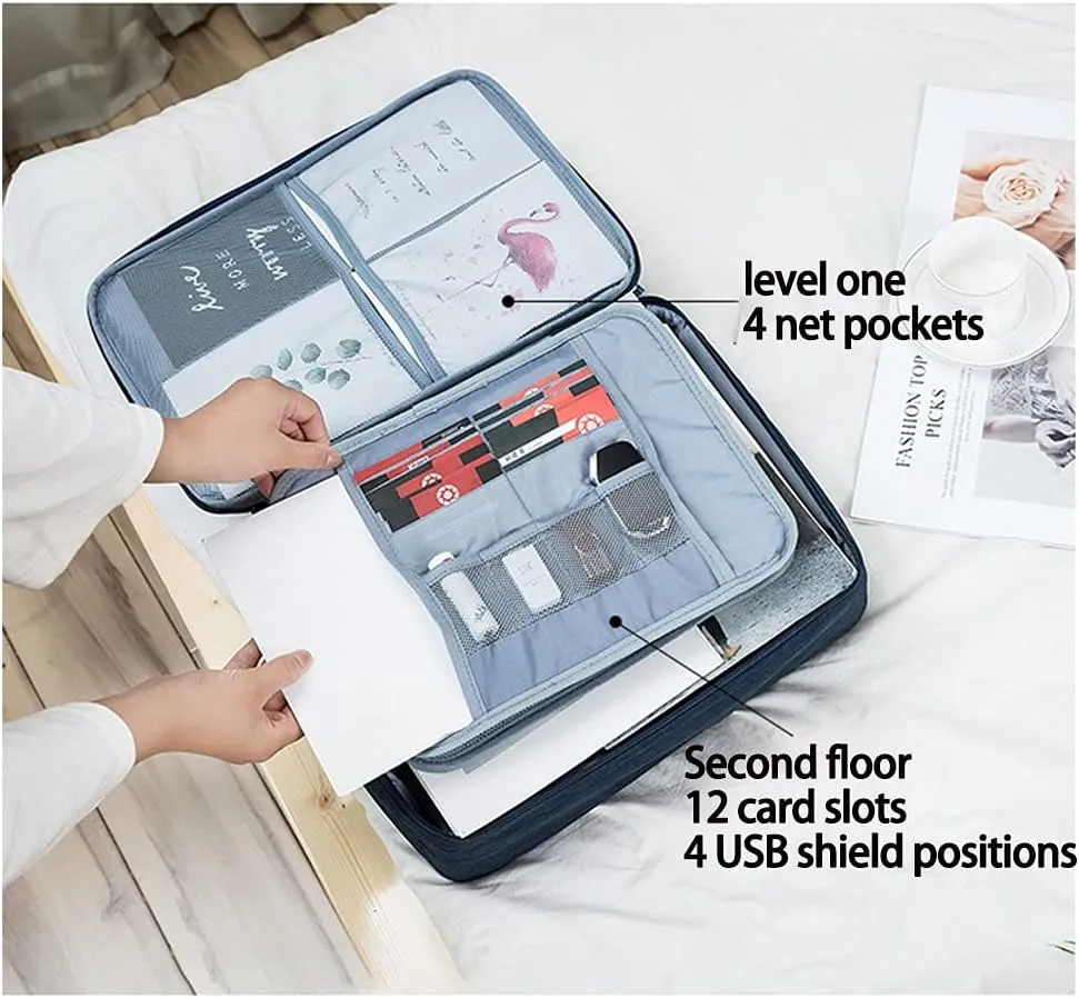 Document Holder with Zipper, Document Bag Large, Document Organizer Bag, Archive Boxes, Storage Pouch, Credential Bag, Diploma Storage Important Document, File Pocket, Home Office Travel Safe Bag(Gray