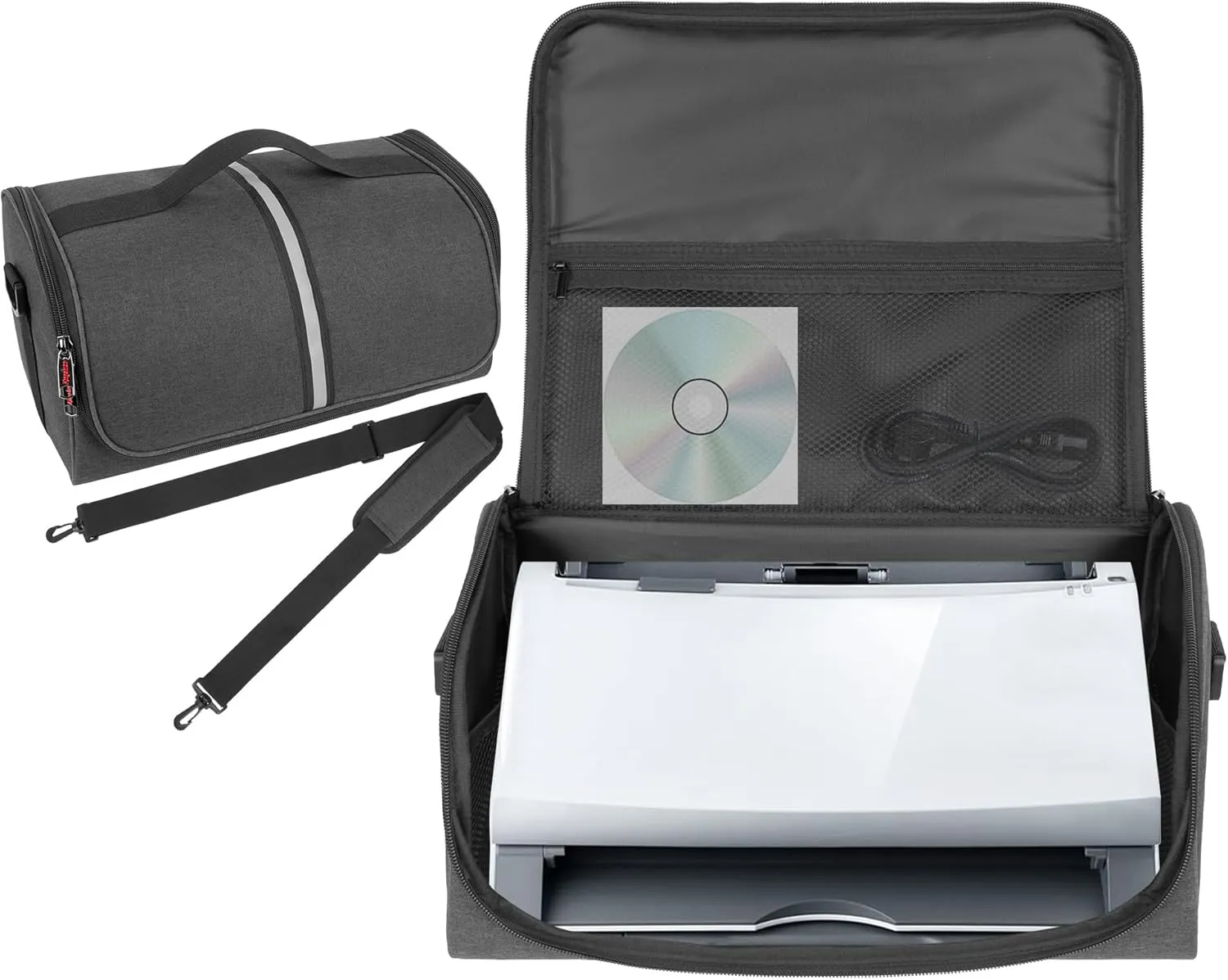 Document Scanner Carrying Case Bag,Film Scanner Case Compatible with Fujitsu iX1400, iX1500, iX1600, Plustek Scanner, Fujitsu Fi Series, Brother and Raven Scanner Use-Dark Grey