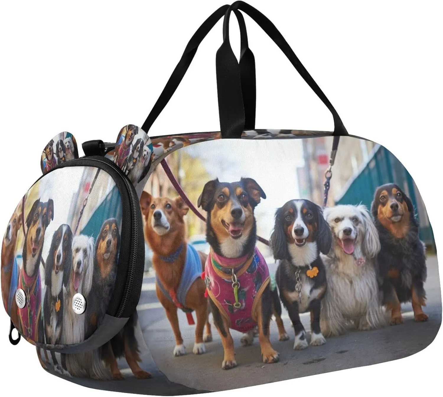 Dog Kids Overnight Sports Duffel Bags with Shoe Compartment & Wet Pocket Travel Sport Gym Bag for Girls Boys