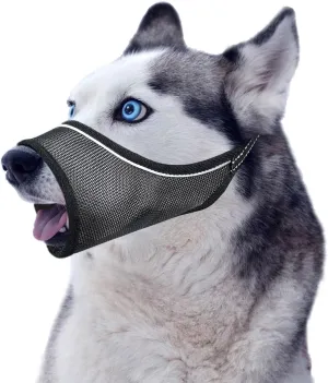 Dog Muzzle, Soft Mesh Muzzle for Large Medium Small Sized Dogs Anti Biting Barking German Shepherd Puppy Grooming Breathable Drinkable Adjustable Dog Mouth Guard (Black, XL)