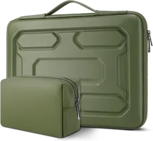 DOMISO 14 inch Laptop Sleeve with Accessory Bag Computer Bag Waterproof EVA Protective Carrying Case for 14" ThinkPad E480/Yoga 920/13.5" Microsoft Surface Book/HP Pavilion 14 Stream 14, Green