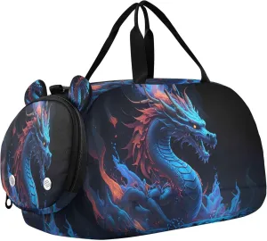 Dragon Kids Overnight Sports Duffel Bags with Shoe Compartment & Wet Pocket Travel Sport Gym Bag for Girls Boys
