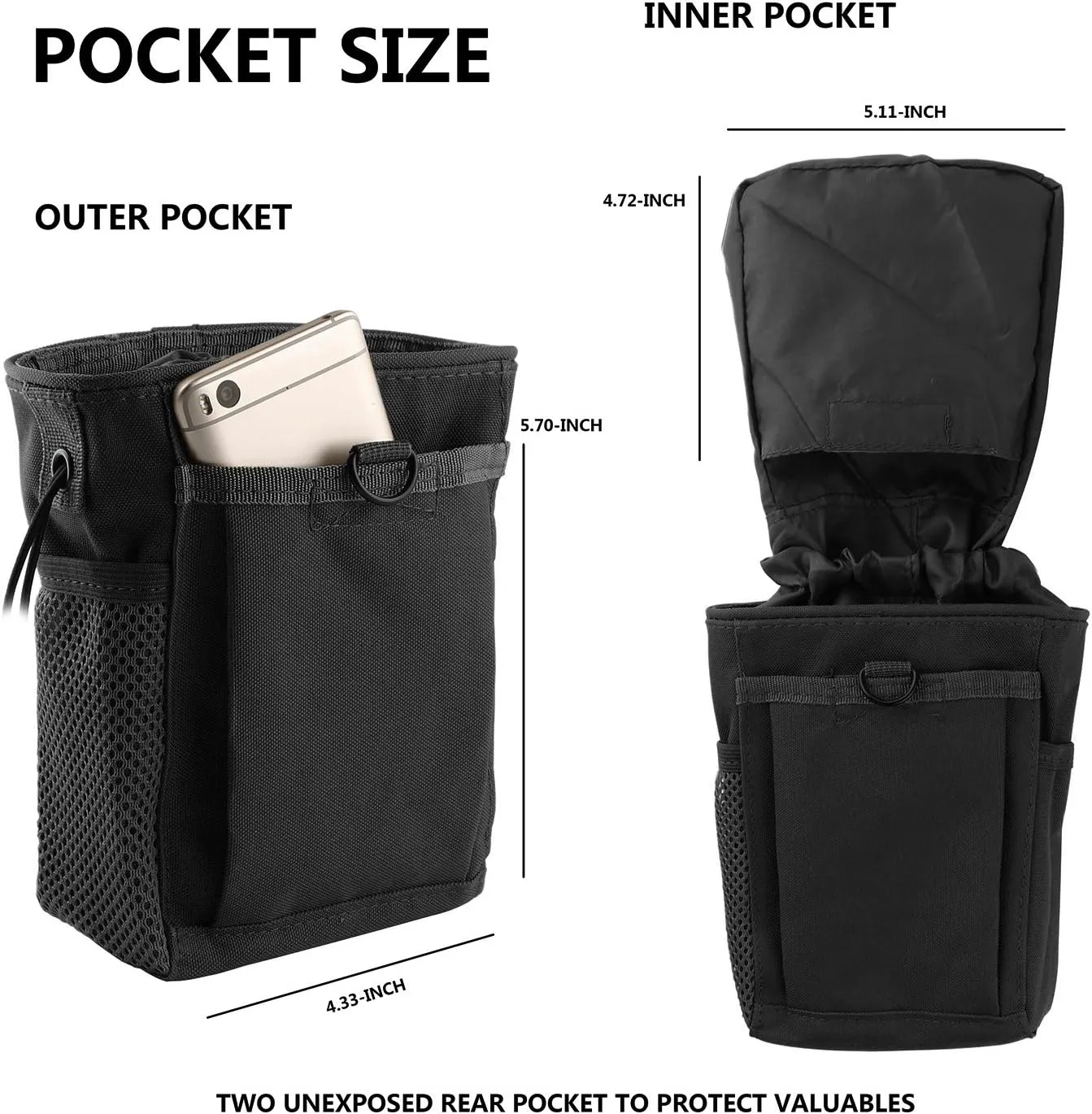 Drawstring Highend Rock Climbing Chalk Bag with a Carabiner Different Pockets for Climbing Bouldering, Gymnastics, Gym Pouch, Cross Fit and Lifting