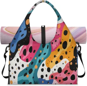Dynamic Color Blobs Waterproof Gym Bag for Men Women, Sports Duffel Bag with Shoe Compartment Yoga Mat Holder, Portable Large Travel Bag for Fitness, Camping, Weekend Trips