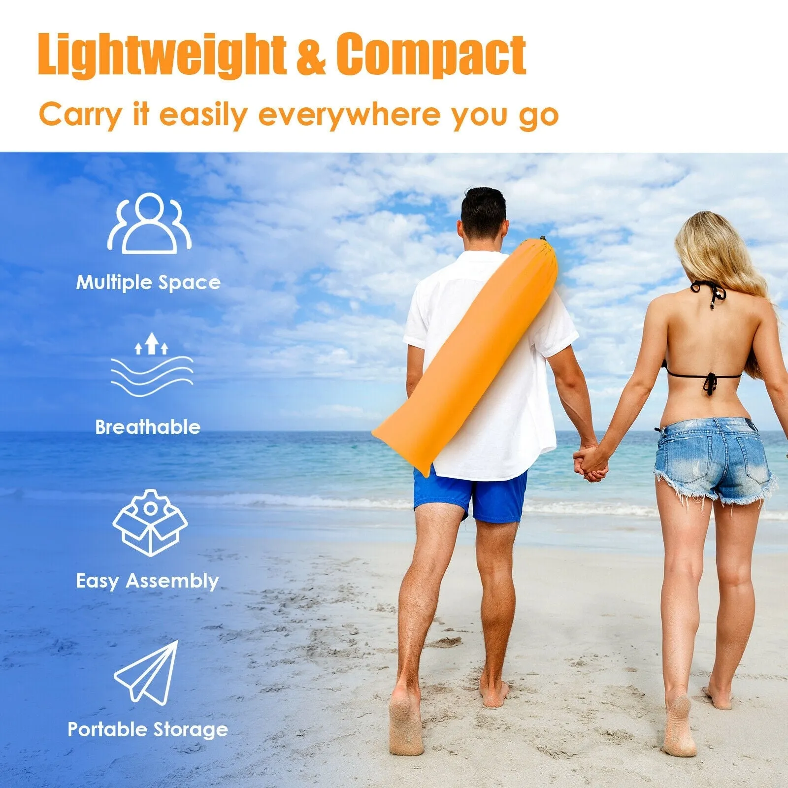 Easy Pop Up Beach Tent UPF 50  Portable Sun Shelter for 3-4 Person-Orange