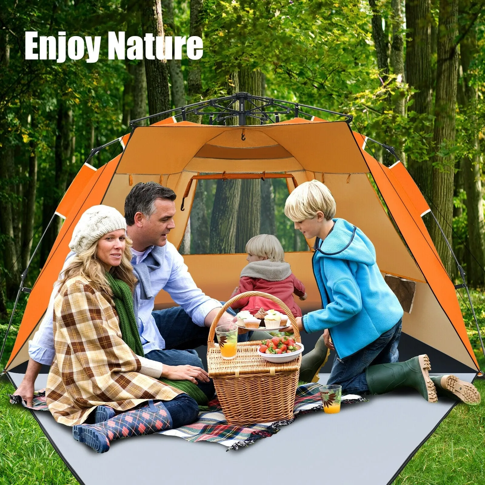 Easy Pop Up Beach Tent UPF 50  Portable Sun Shelter for 3-4 Person-Orange