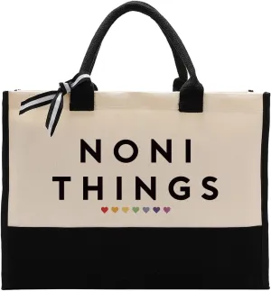 EDCTO Noni Things Canvas Bag Gift, Noni Gift, Cotton Canvas Tote Bag, Utility Tote Shopping Bag Grocery Bags, Noni Canvas Beach Bag, Birthday Gift for Women, Mother's Day Gift for Noni Her Grandma