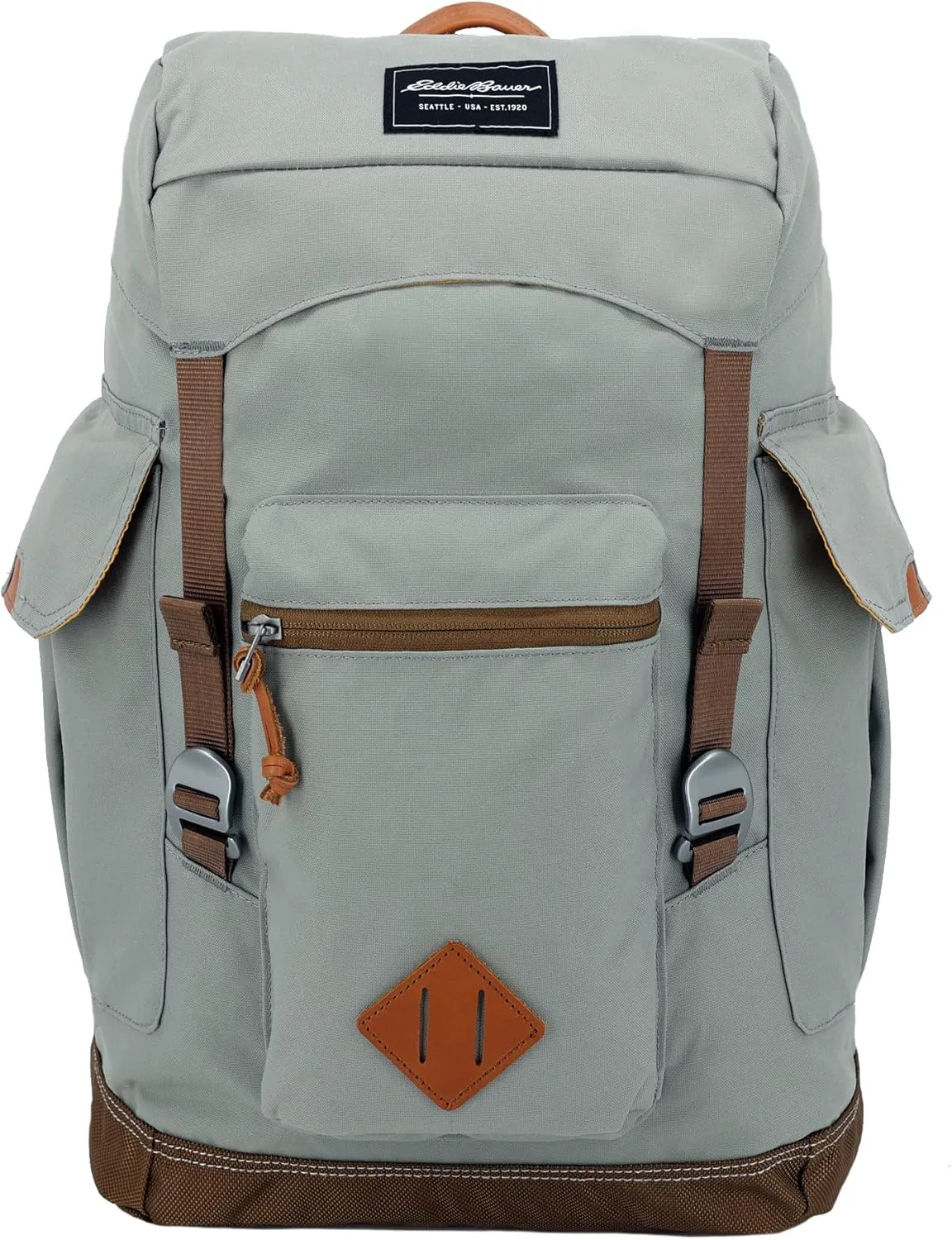 Eddie Bauer Bygone Backpack with Exterior Pockets and Laptop Compatible Sleeve, Light Heather Grey, 25L