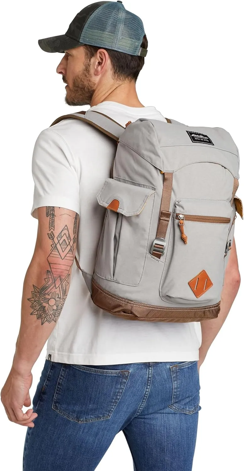 Eddie Bauer Bygone Backpack with Exterior Pockets and Laptop Compatible Sleeve, Terracotta, 25L