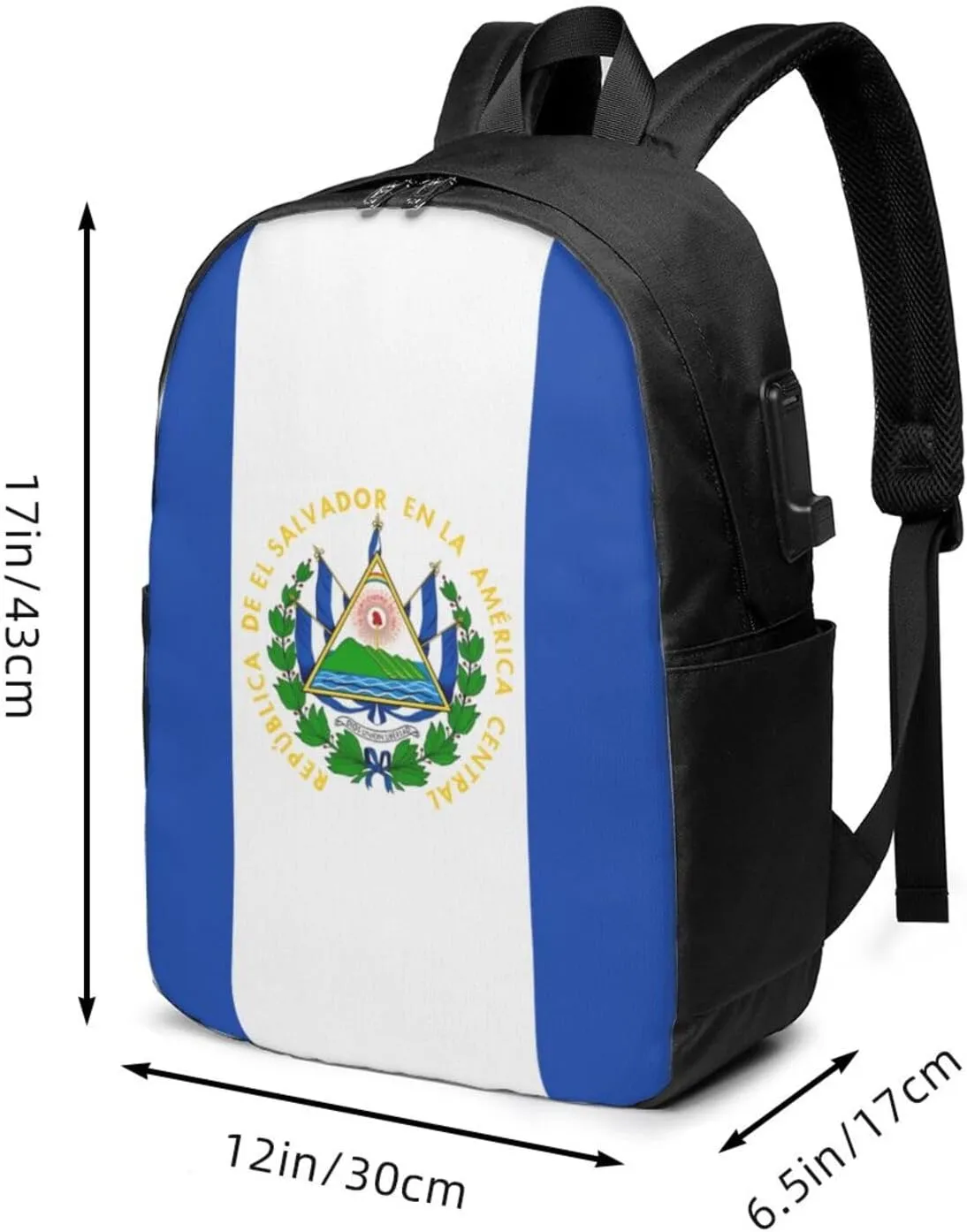 El Salvador Flag Laptop Backpacks Travel Backpack Casual Business Daypack Sport Rucksack Computer Bag Fits up to 17 Inch Notebook with USB Port