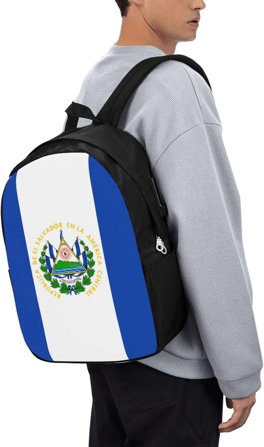 El Salvador Flag Laptop Backpacks Travel Backpack Casual Business Daypack Sport Rucksack Computer Bag Fits up to 17 Inch Notebook with USB Port