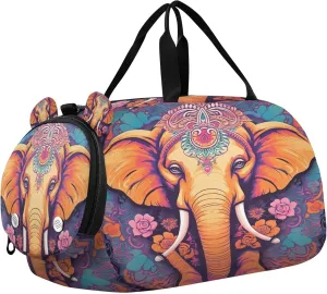 Elephant Kids Overnight Sports Duffel Bags with Shoe Compartment & Wet Pocket Travel Sport Gym Bag for Girls Boys