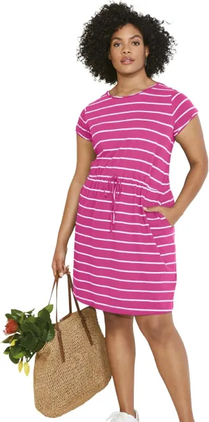 ellos Plus Size Knit Drawstring Dress