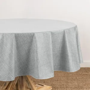Elrene Home Fashions Monterey Linen Inspired Water- and Stain-Resistant Vinyl Tablecloth with Flannel Backing, 70 inches X 70 inches, Round, Gray