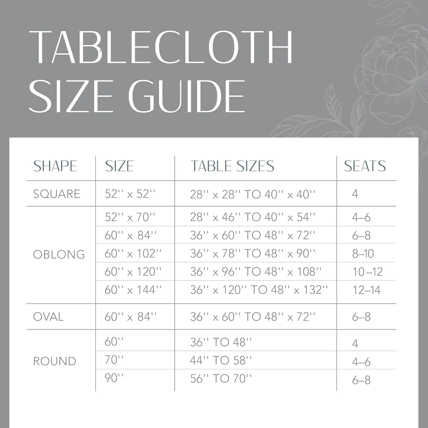 Elrene Home Fashions Monterey Linen Inspired Water- and Stain-Resistant Vinyl Tablecloth with Flannel Backing, 70 inches X 70 inches, Round, Gray