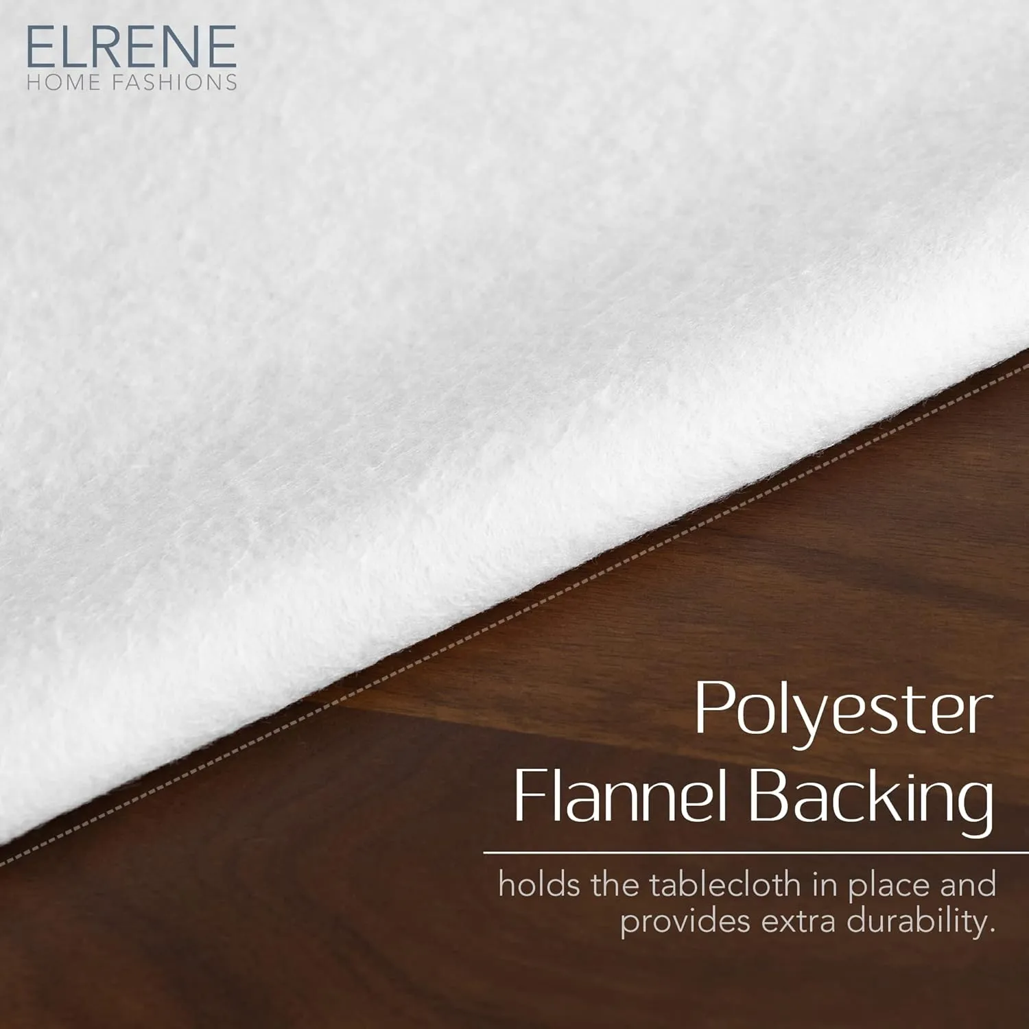 Elrene Home Fashions Monterey Linen Inspired Water- and Stain-Resistant Vinyl Tablecloth with Flannel Backing, 70 inches X 70 inches, Round, Gray