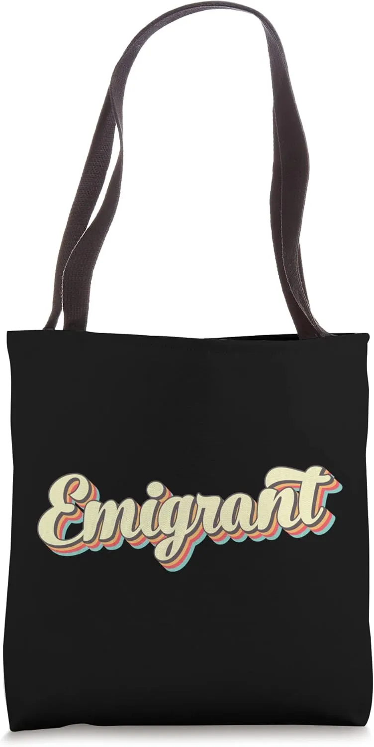 Emigrant TShirt Retro Art Baseball Font Vintage Tote Bag