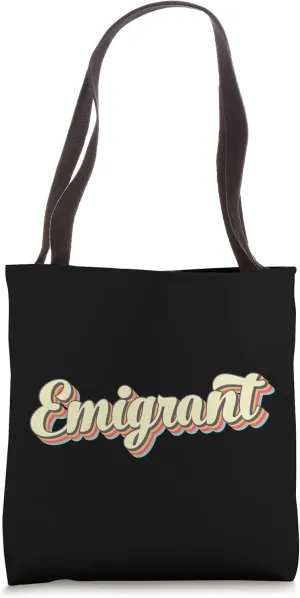 Emigrant TShirt Retro Art Baseball Font Vintage Tote Bag