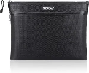 ENGPOW Fireproof Document Bag Two Pockets Two Zippers,Fireproof Safe Bag 13.4"x 10.2" Waterproof and Fireproof Money Bag Money Safe Pouch File Storage for A4 Document Holder,Cash and Tablet