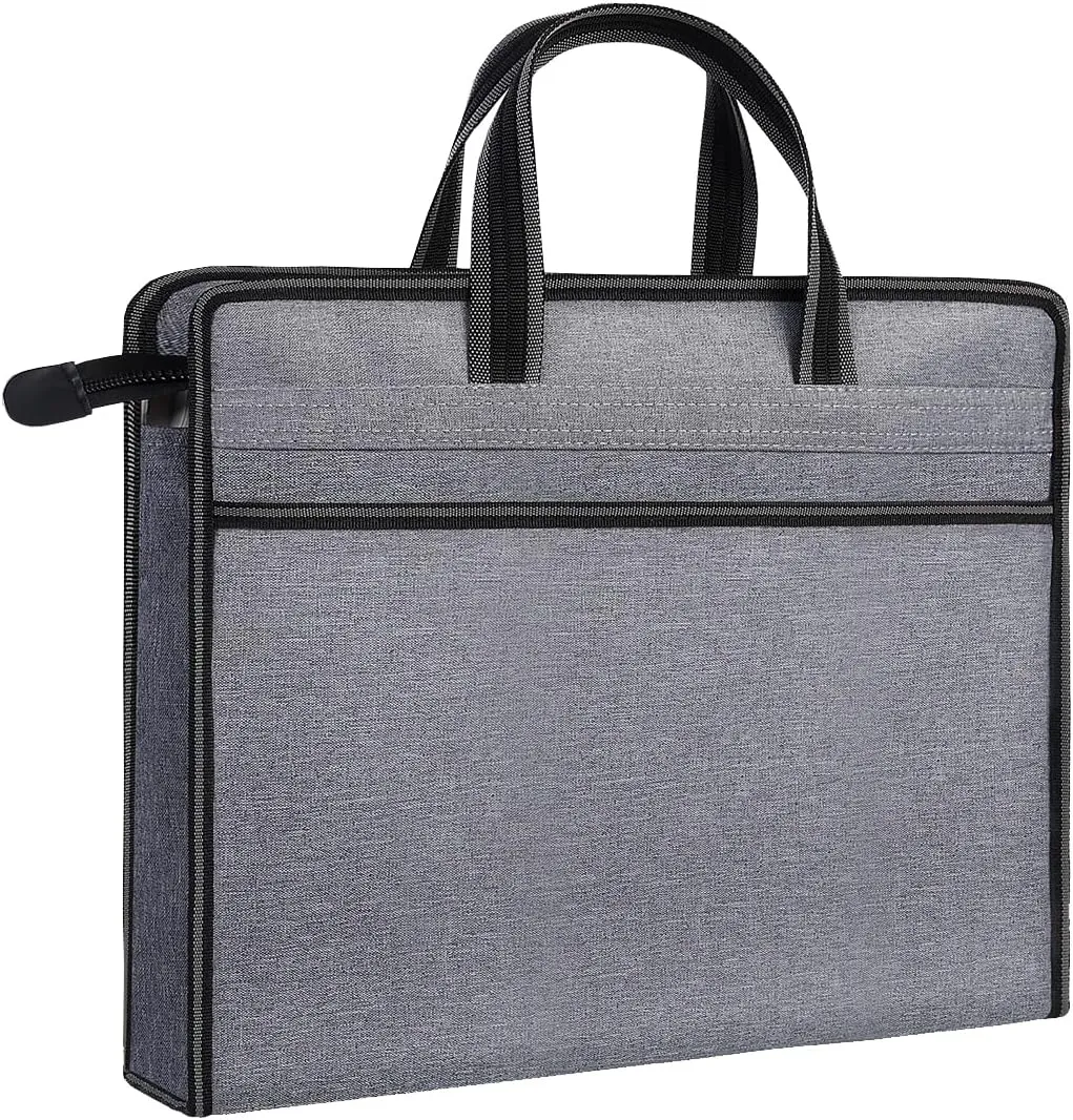 Enyuwlcm Oxford Zippered Document Bag with Handle File Tote Bag Pouch for Carrying Paper Files Books Filing Folder 1 Pack (H-Gray)