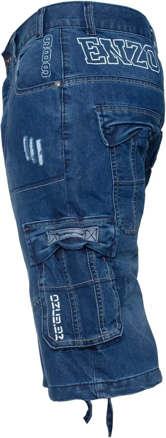 Enzo Jeans Men's Classic Relaxed Fit Cargo Short