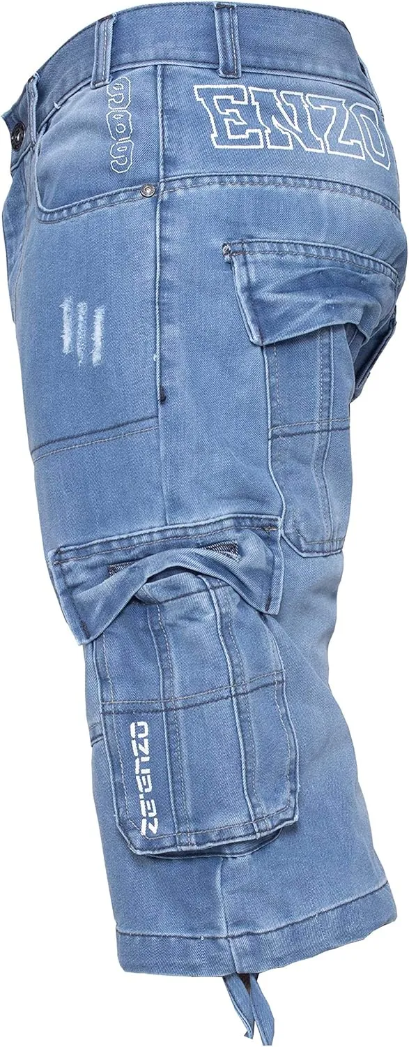 Enzo Jeans Men's Classic Relaxed Fit Cargo Short