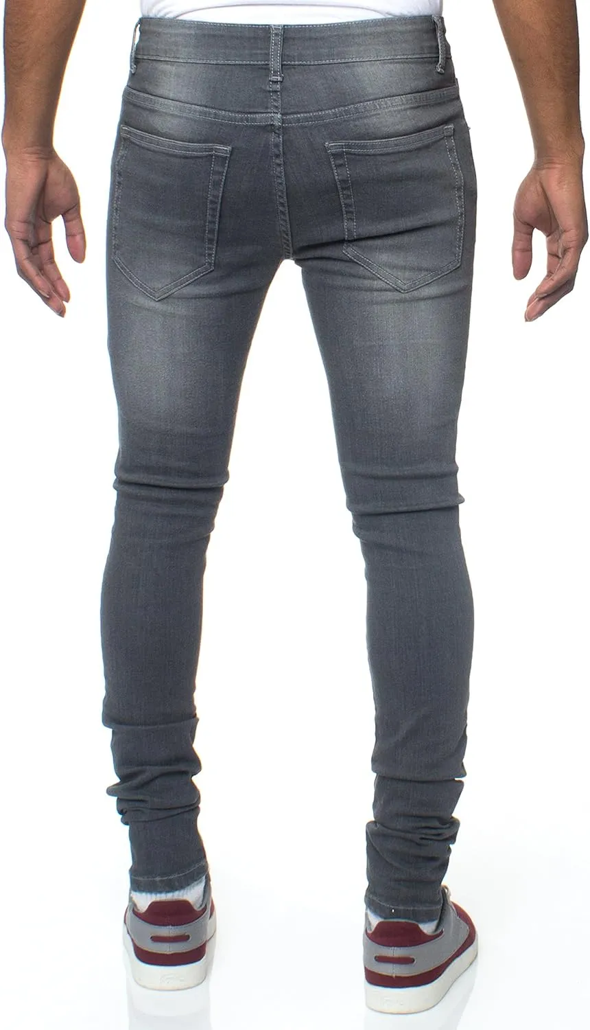 ENZO Mens Super Skinny Slim Fit Stretch Denim Retro Jeans Pants