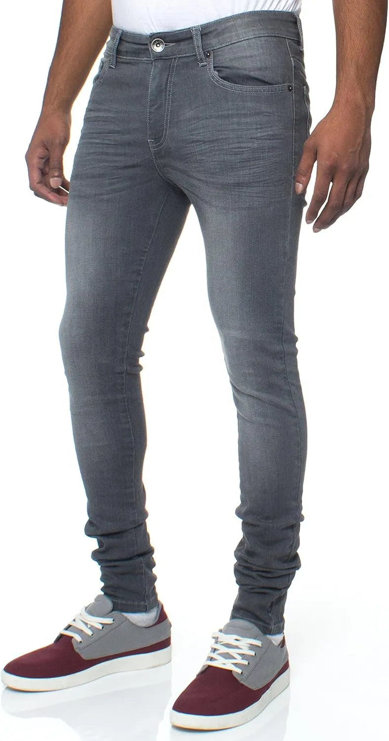ENZO Mens Super Skinny Slim Fit Stretch Denim Retro Jeans Pants