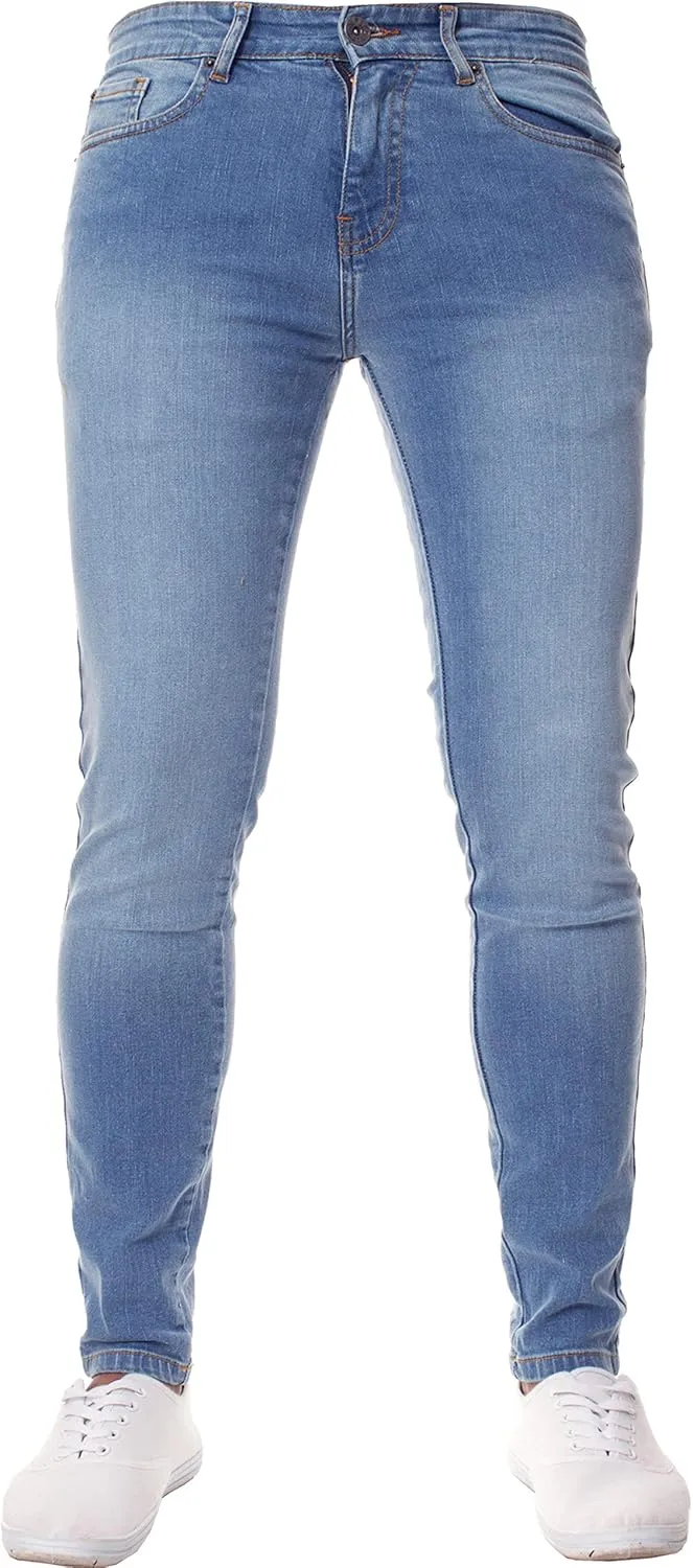 ENZO Mens Super Skinny Slim Fit Stretch Denim Retro Jeans Pants