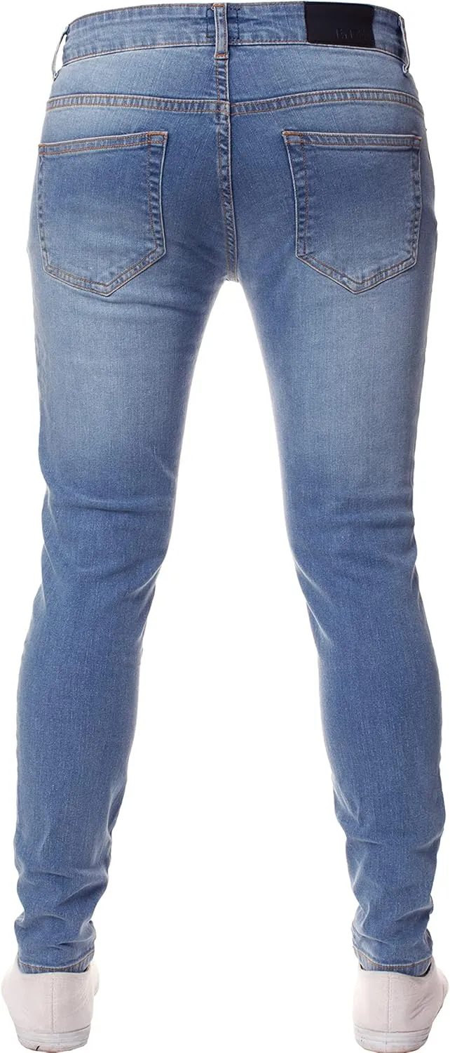 ENZO Mens Super Skinny Slim Fit Stretch Denim Retro Jeans Pants