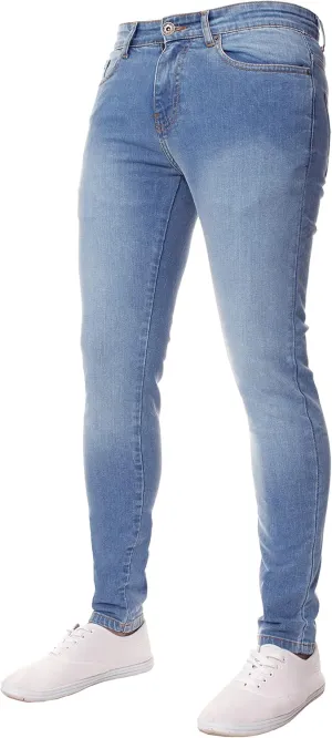 ENZO Mens Super Skinny Slim Fit Stretch Denim Retro Jeans Pants
