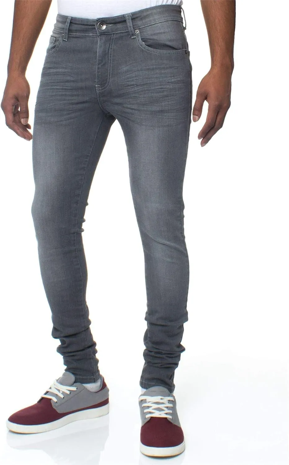ENZO Mens Super Skinny Slim Fit Stretch Denim Retro Jeans Pants