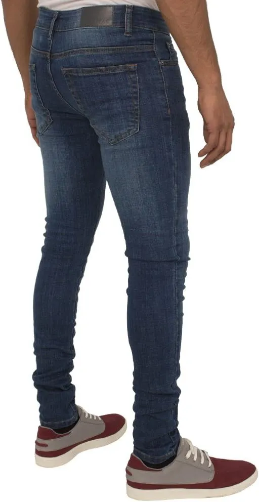 ENZO Mens Super Skinny Slim Fit Stretch Denim Retro Jeans Pants