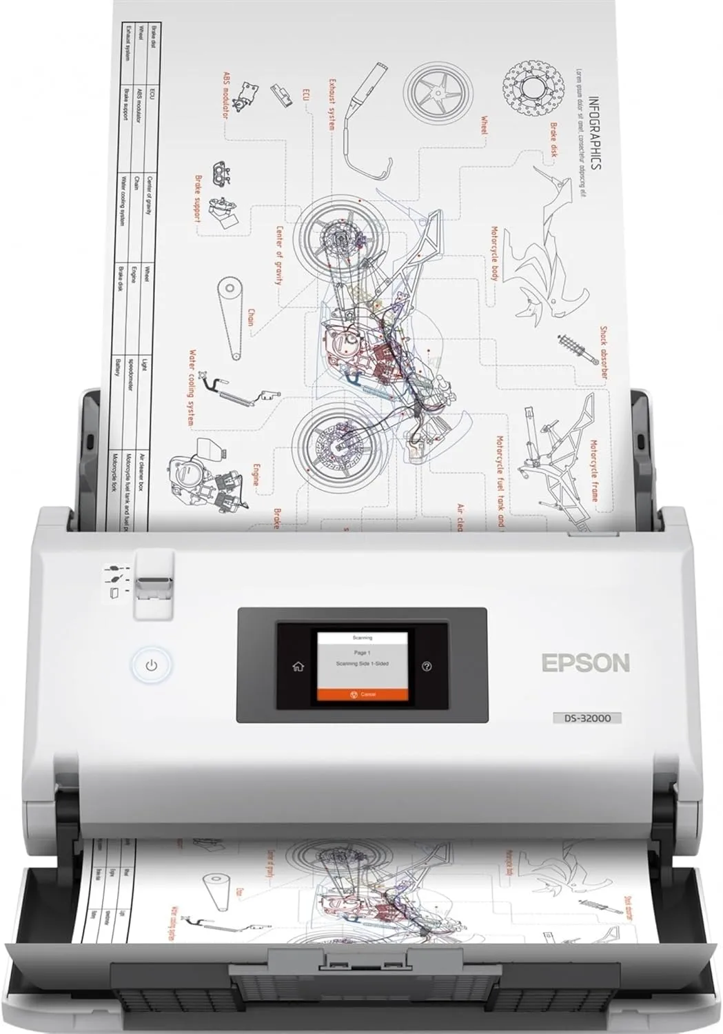 Epson Ds-30000 Large-Format Document Scanner, Scans Up to 12" X 220", 1200 Dpi Optical Res, 120-Sheet Duplex Auto Document Feeder