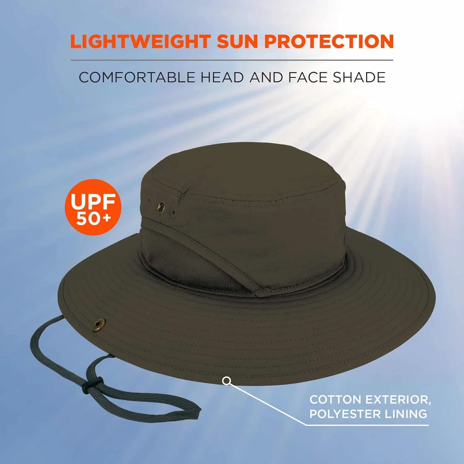 Ergodyne Chill Its 8936 Lightweight Ranger Hat with Breathable Mesh Paneling, UPF 50  Sun Protection Olive Large/ Extra Large