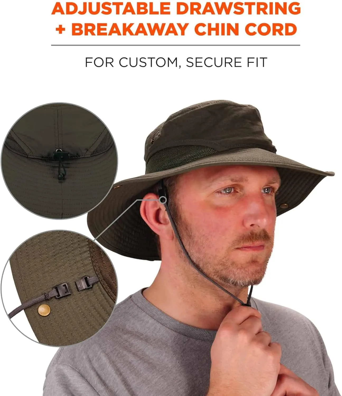 Ergodyne Chill Its 8936 Lightweight Ranger Hat with Breathable Mesh Paneling, UPF 50  Sun Protection Olive Large/ Extra Large