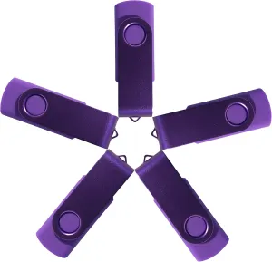ERKE 2GB USB 2.0 Flash Drive 5 Pack Portable Thumb Drives Swivel Jump Drive Zip Drive Memory Sticks with Type-C/Micro USB Adapter for PC/Laptop(Purple 2GB)