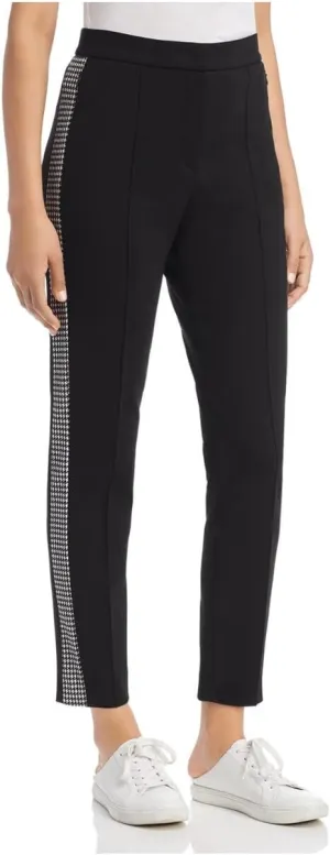 Escada Sport Womens Black Darted Ankle Zippered Pockets Straight Leg Pants 34