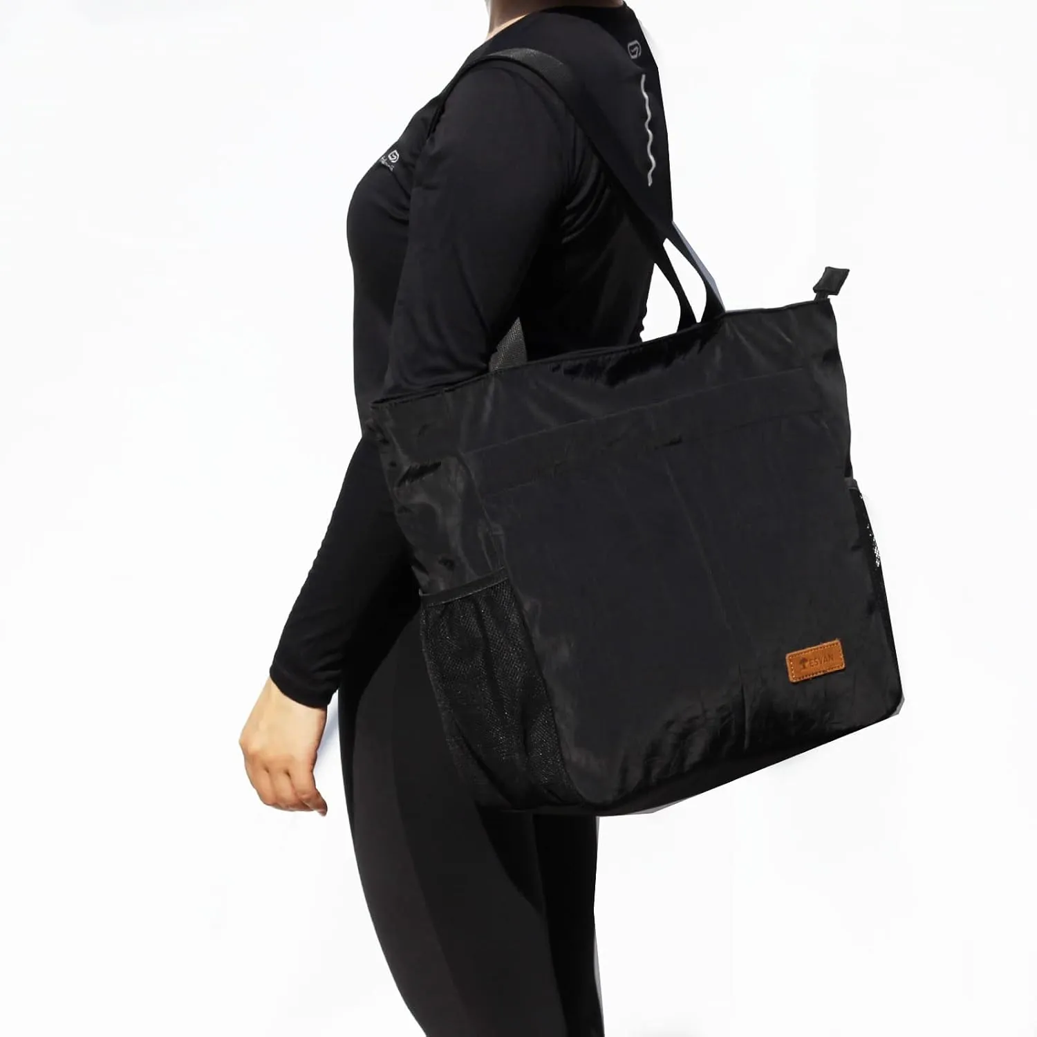 ESVAN Original Floral Tote Bag Large Shoulder Bag with Multi Pockets for Gym Travel Beach Daily Bags