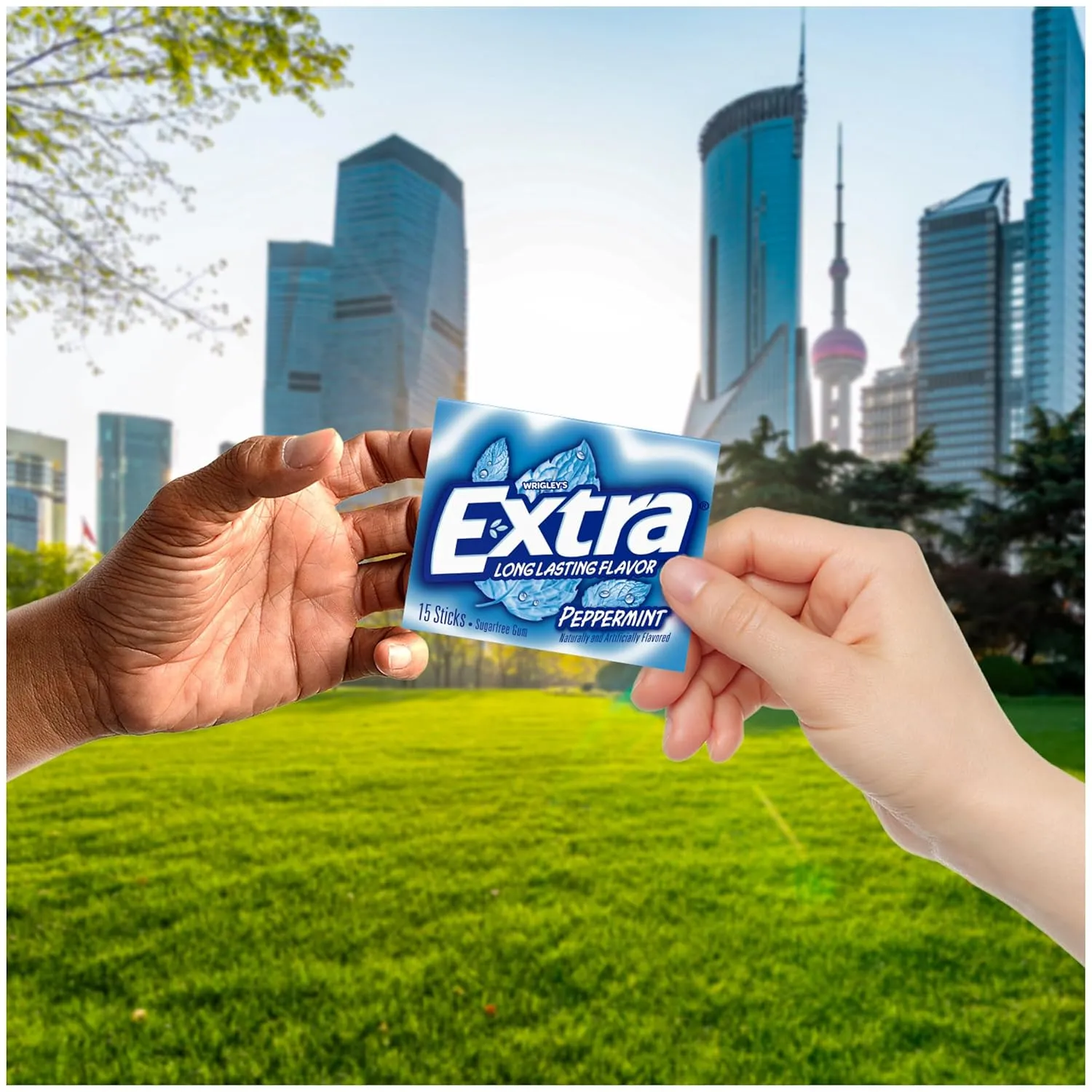 Extra Gum Peppermint Chewing Gum, 15 Pieces (Pack of 10)