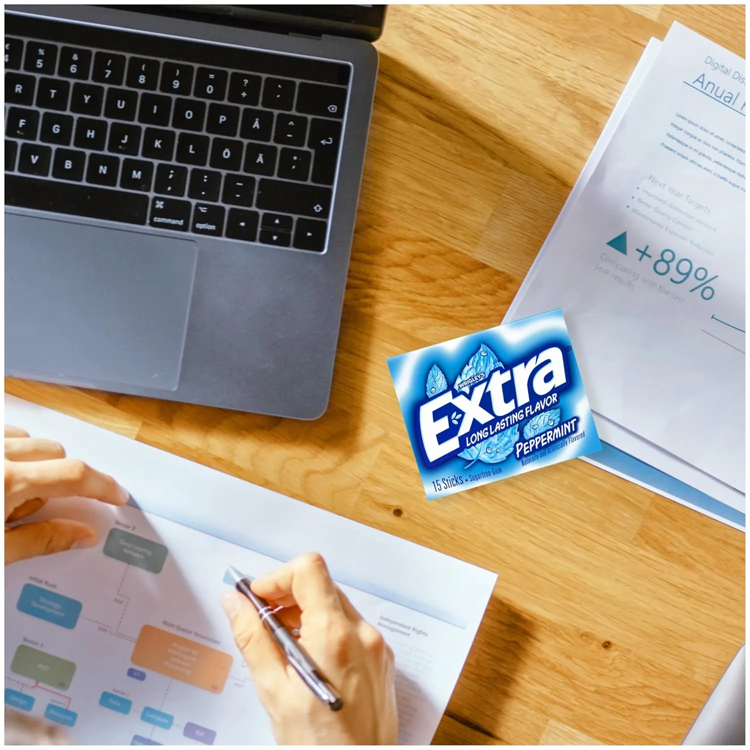 Extra Gum Peppermint Chewing Gum, 15 Pieces (Pack of 10)
