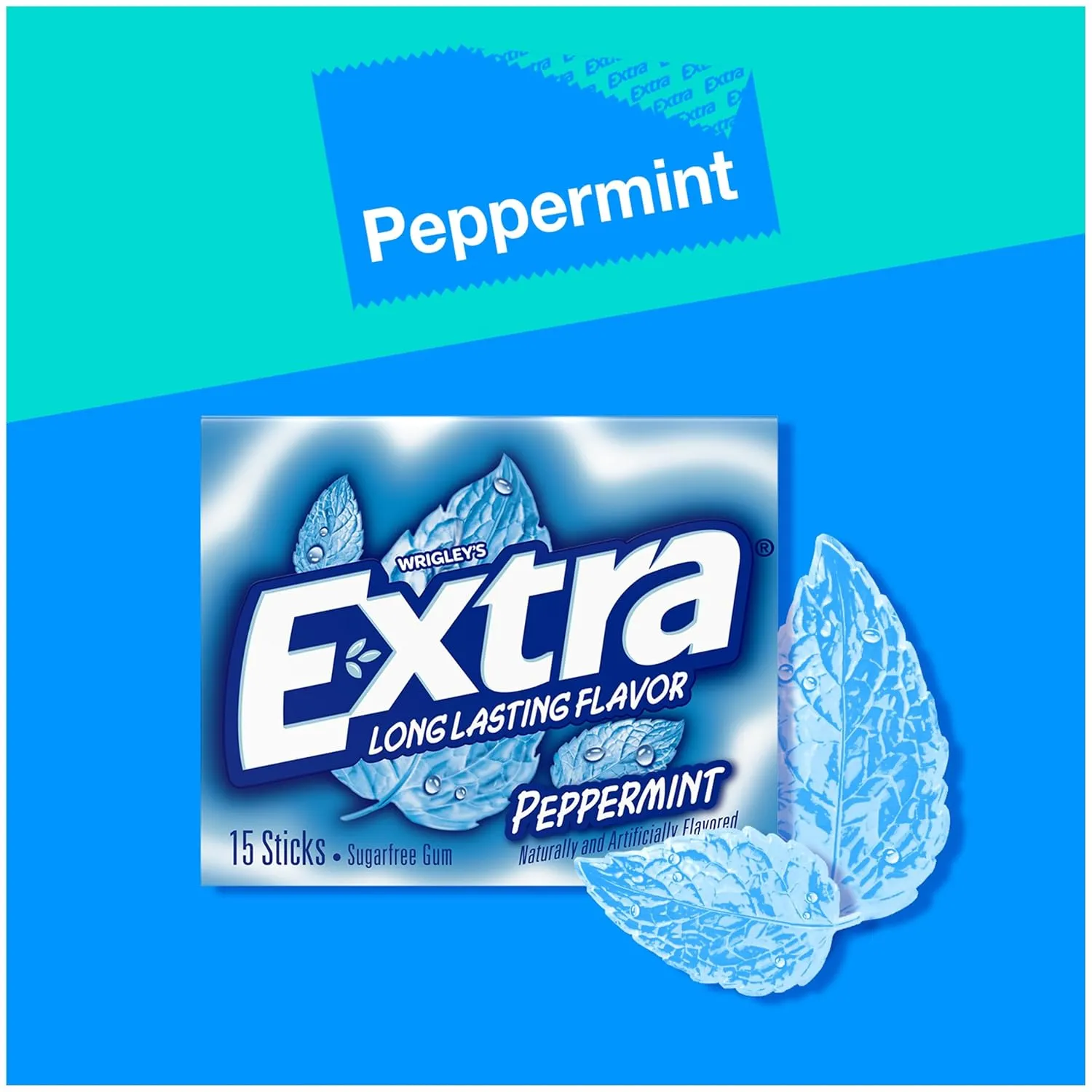 Extra Gum Peppermint Chewing Gum, 15 Pieces (Pack of 10)