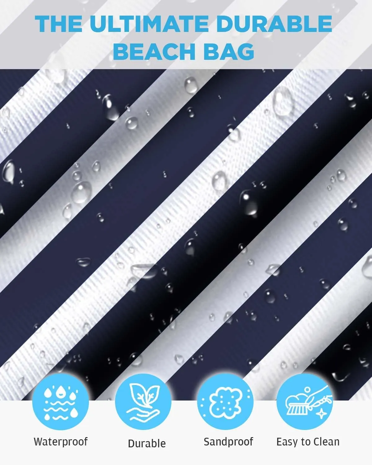 Extra Large Beach Bag for Women - Waterproof Sandproof Over-Size Carry On Beach Tote with 5 Pockets Gifts for Women